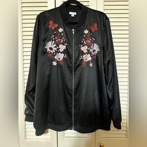 Women’s Black Satin Embroidered Jacket